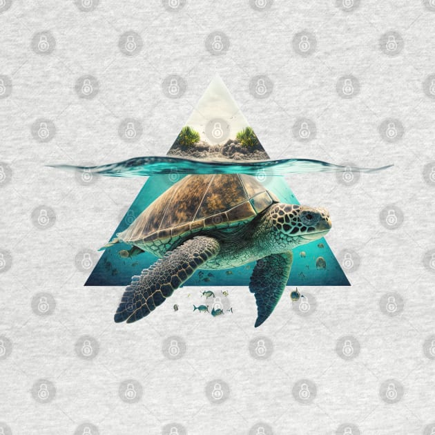 The Triangle Turtle with Ocean life by Imagine79